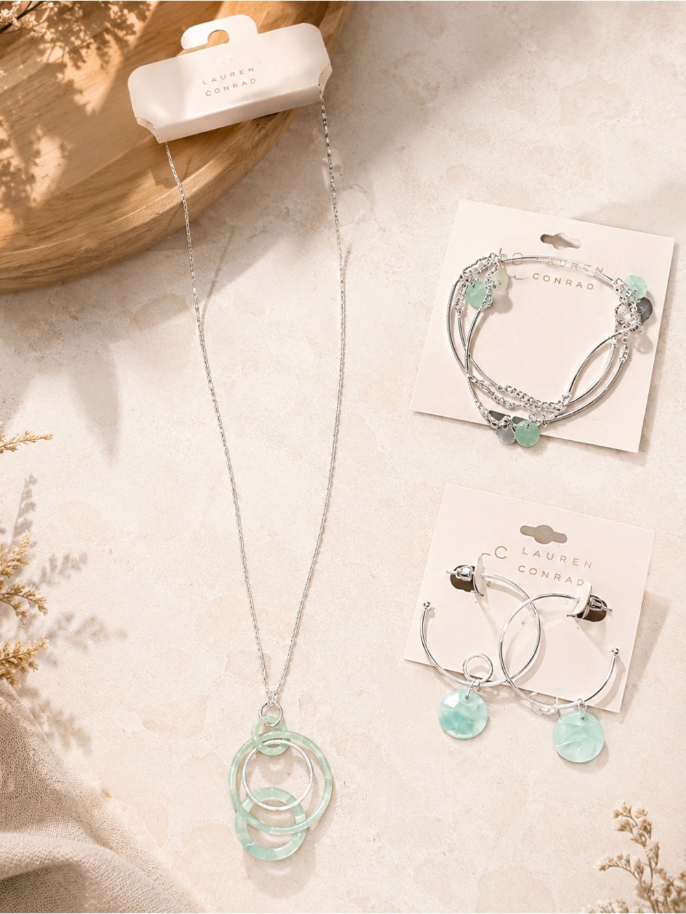 $52 3 piece  teal and silver Lauren Conrad jewelry bundle Nashville boho vibes